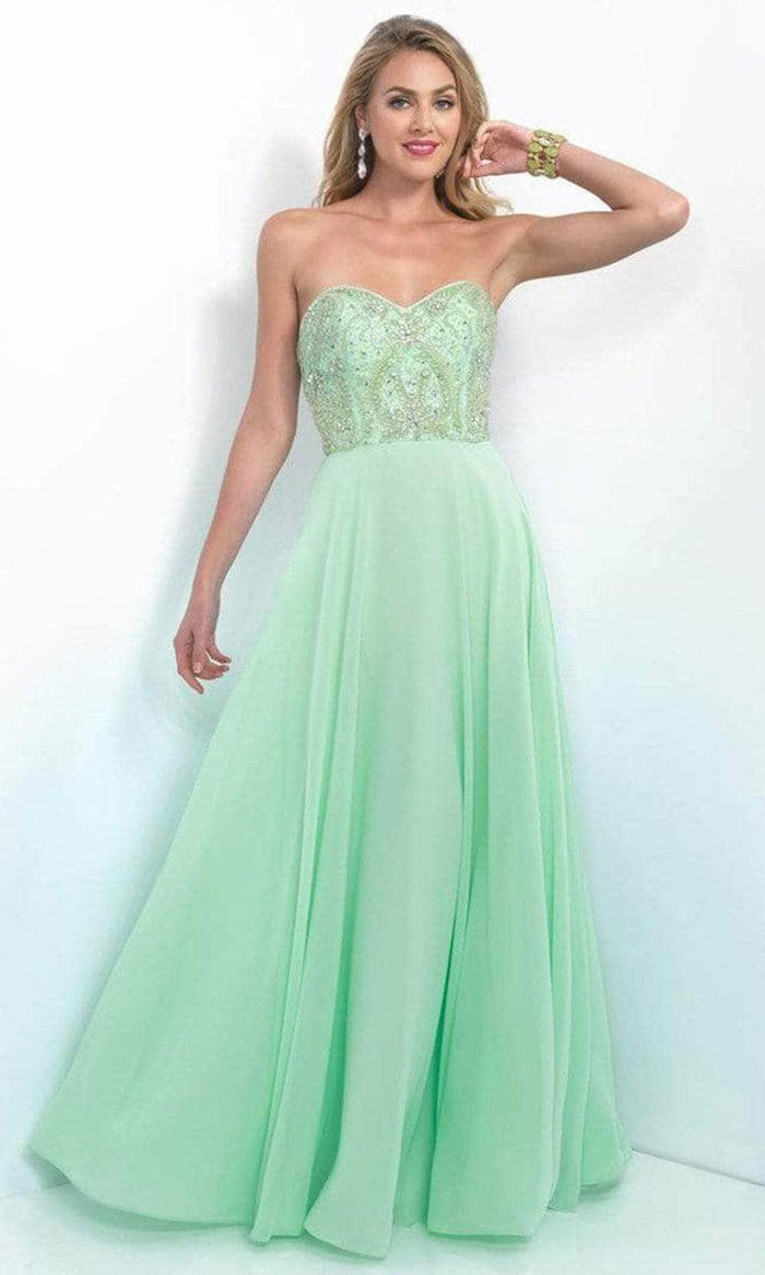 Intrigue 164 - Beaded Ornate A-Line Prom Gown Special Occasion Dress 0 / Mint Green