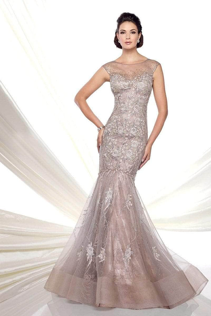 Ivonne D 116D25W - Beaded Embroidered Trumpet Evening Gown Special Occasion Dress 16W / Mink