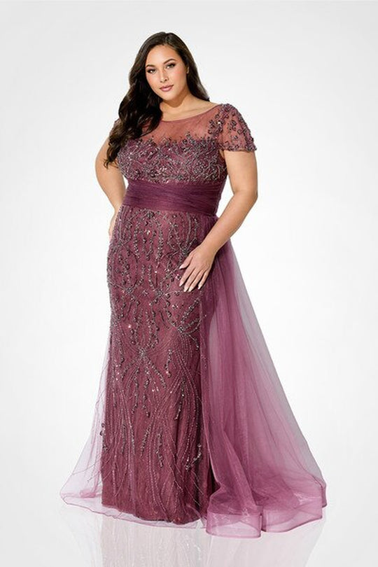 Ivonne D 122D62 - Beaded Tulle Sheath Mother of the Bride Gown