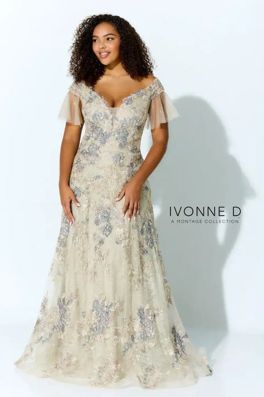 Ivonne D 122D63 - Fine Embroidered A Line Gown