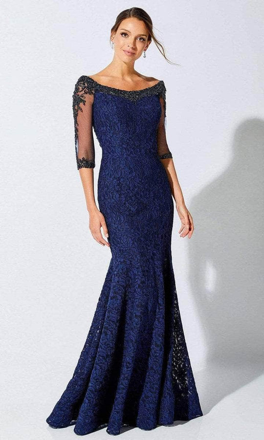 Ivonne D by Mon Cheri 221D52 Embroidered Bateau Neck Evening Dress