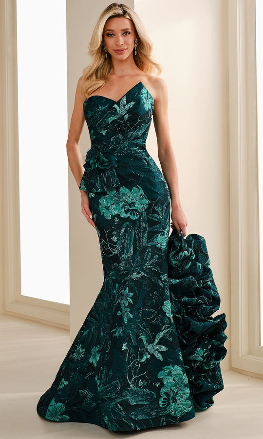 Ivonne D ID1405 - Mermaid Skirt Floral Brocade Evening Gown
