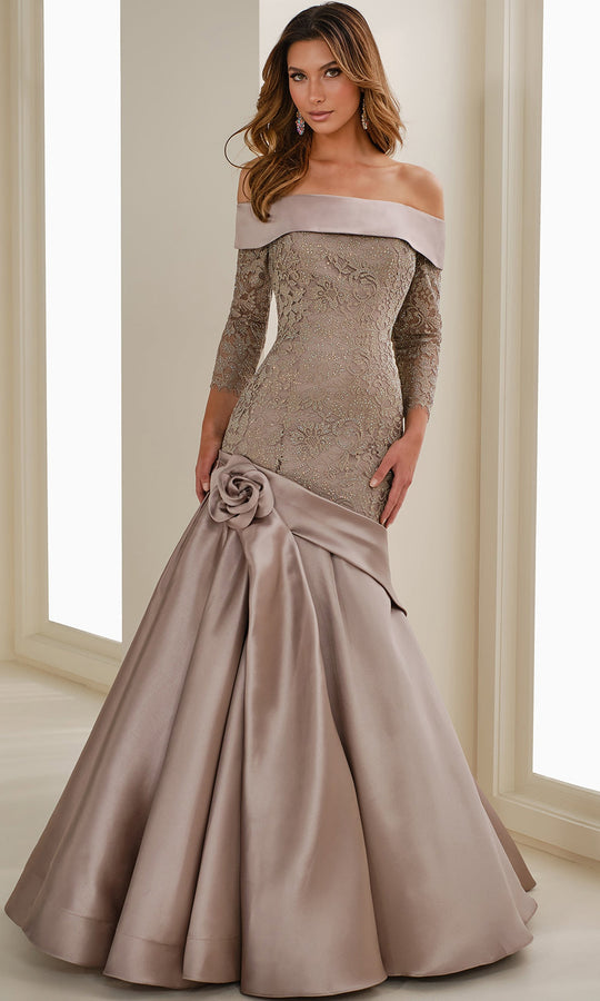 Ivonne D ID1409 - Beaded Lace Trumpet Evening Gown