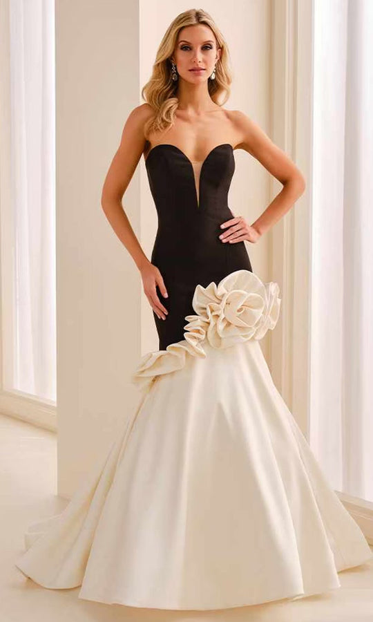 Ivonne D ID2209 - Plunging Sweetheart Ruffle Accent Prom Dress