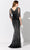 Ivonne D ID309 - Faux Bodice Sequin Embellished Formal Evening Gown Mother of the Bride Dresses 14 / Blk/Silver