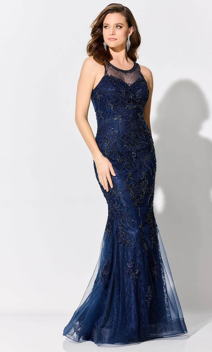 Ivonne D ID310 - Illusion Sweetheart Evening Gown Special Occasion Dress 4 / Navy
