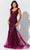 Ivonne-D ID317 - V-Neck Stone Accented Prom Gown Prom Dresses 4 / Bordeaux