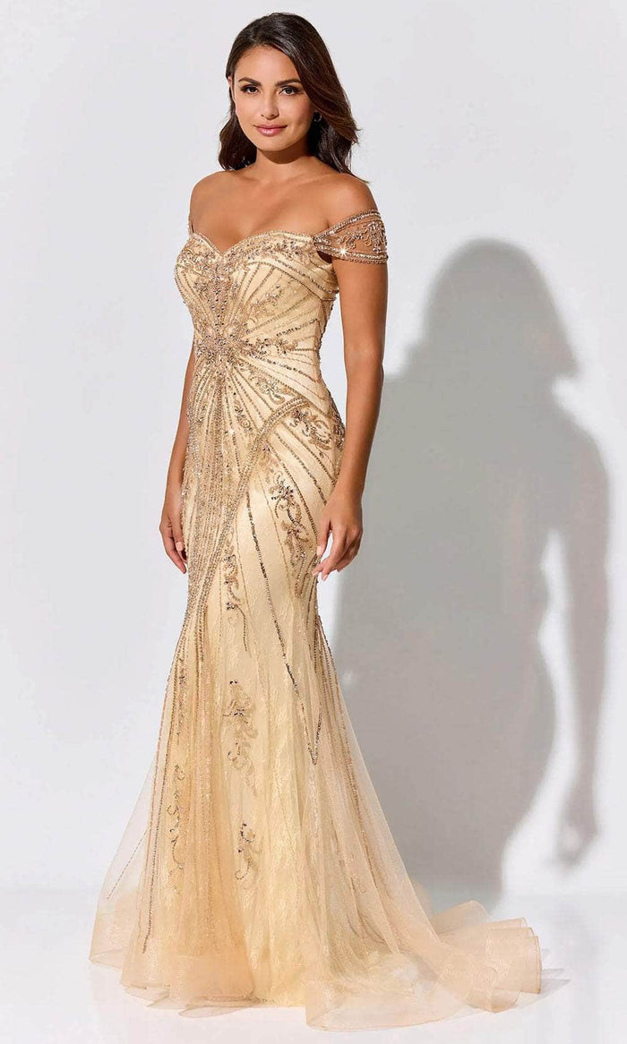 Ivonne-D ID320 - Shimmer Beaded Evening Dress Evening Dresses 4 / Dark Taupe
