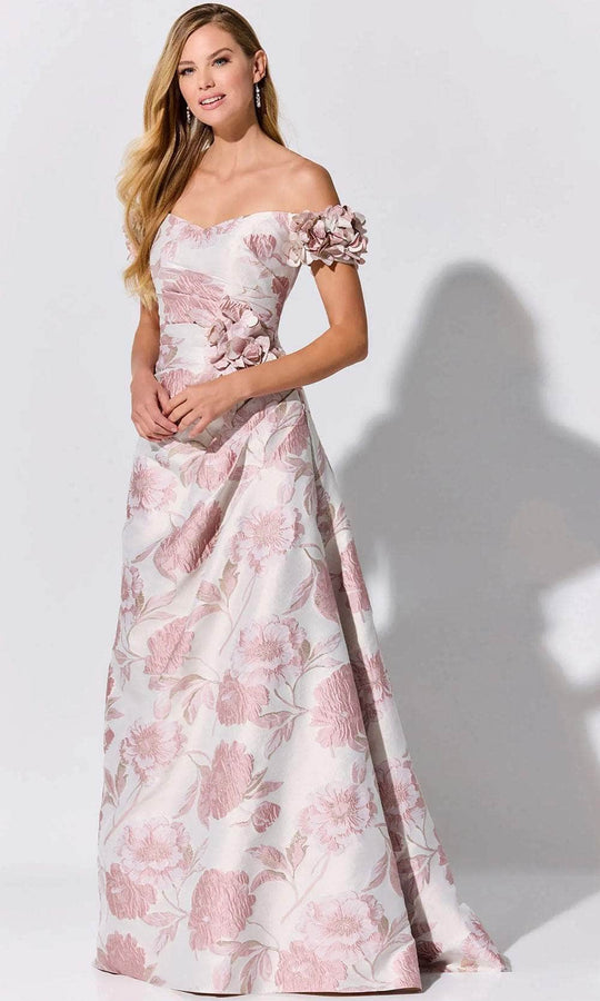 Ivonne D ID325 - Floral Brocade Evening Dress