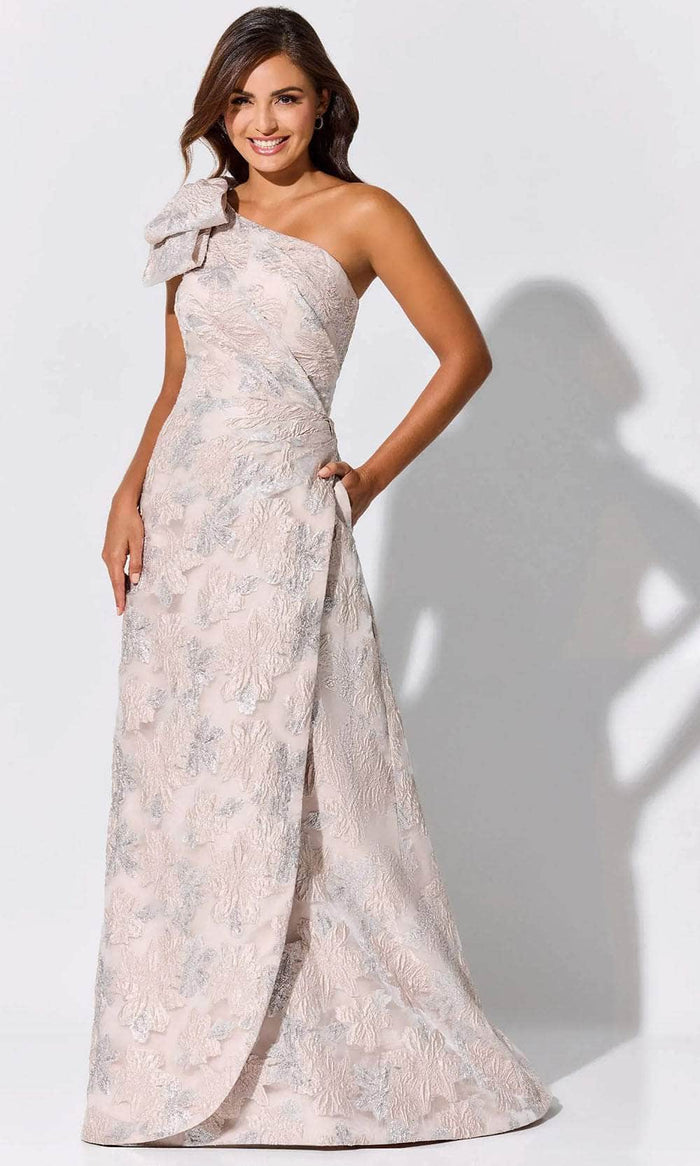 Ivonne-D ID326 - Floral One Shoulder Evening Dress Evening Dresses 4 / Stone