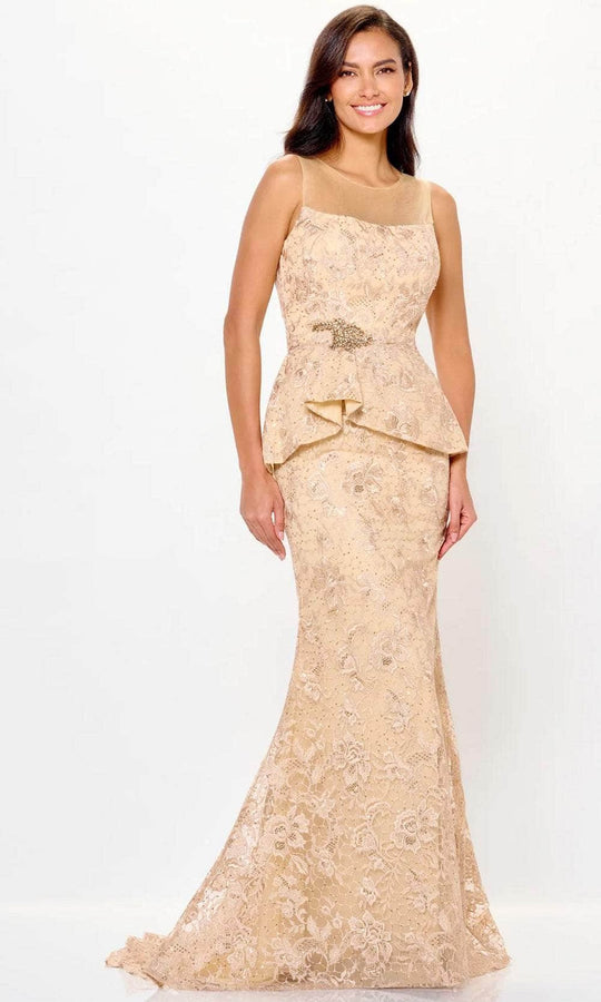 Ivonne D ID6206 - Lace Peplum Evening Gown