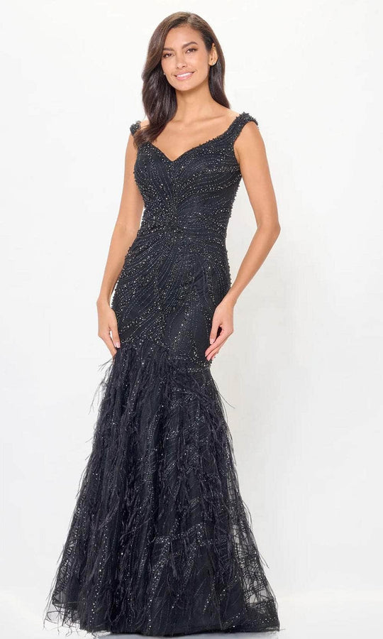 Ivonne D ID6213 - Feathered Flare Evening Dress