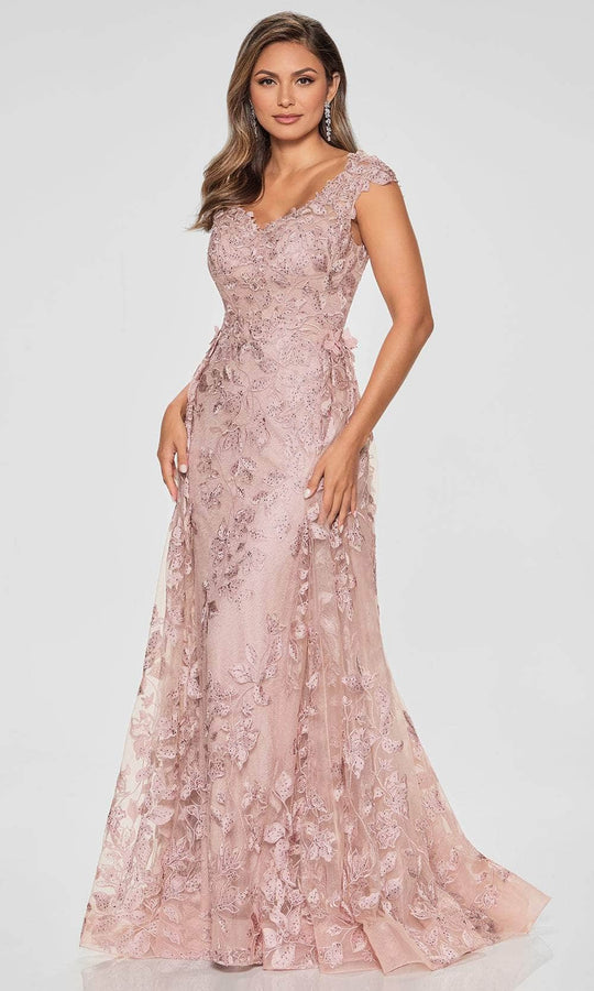 Ivonne D ID801 - Embroidered Mermaid Gown with Detachable Train