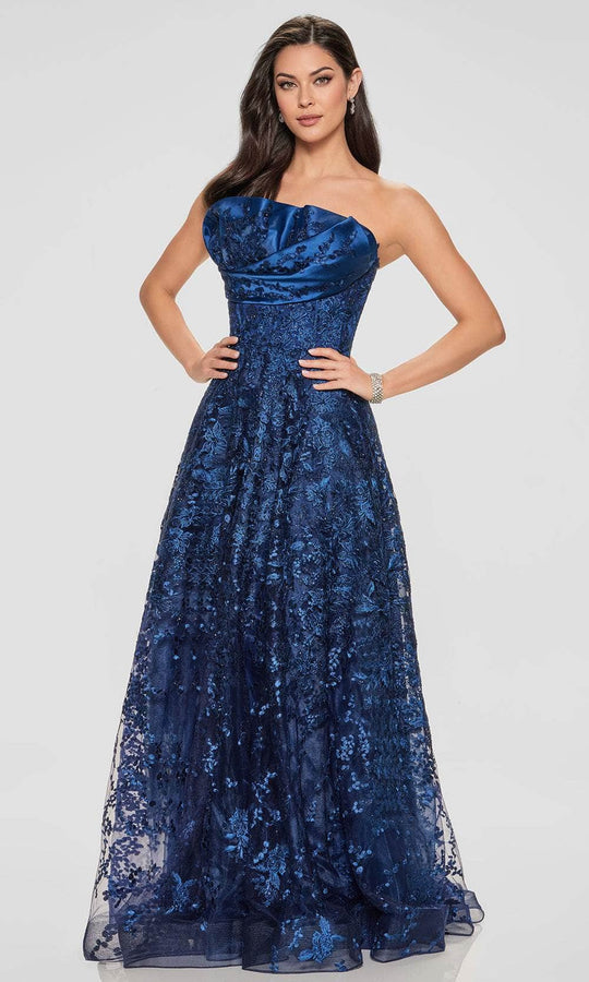 Ivonne D ID804 - Embroidered Straight Across A-Line Gown