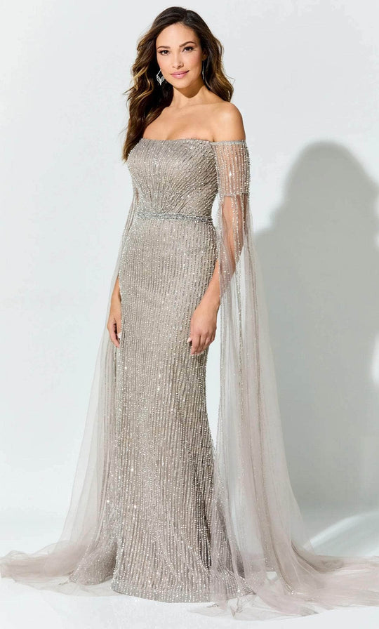 Ivonne D ID917 - Off Shoulder Beaded Mother of the Bride Dress