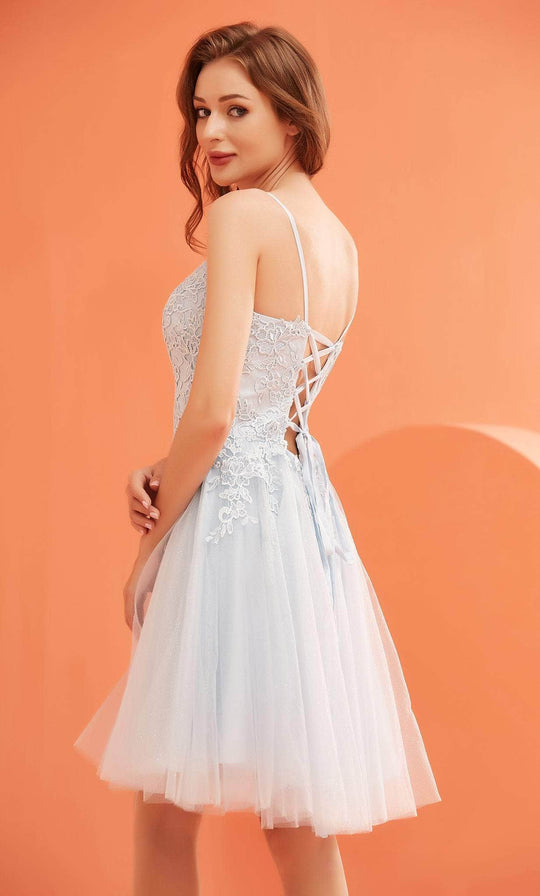 J'Adore Dresses J22080 - Glittery Deep Necklined Dress