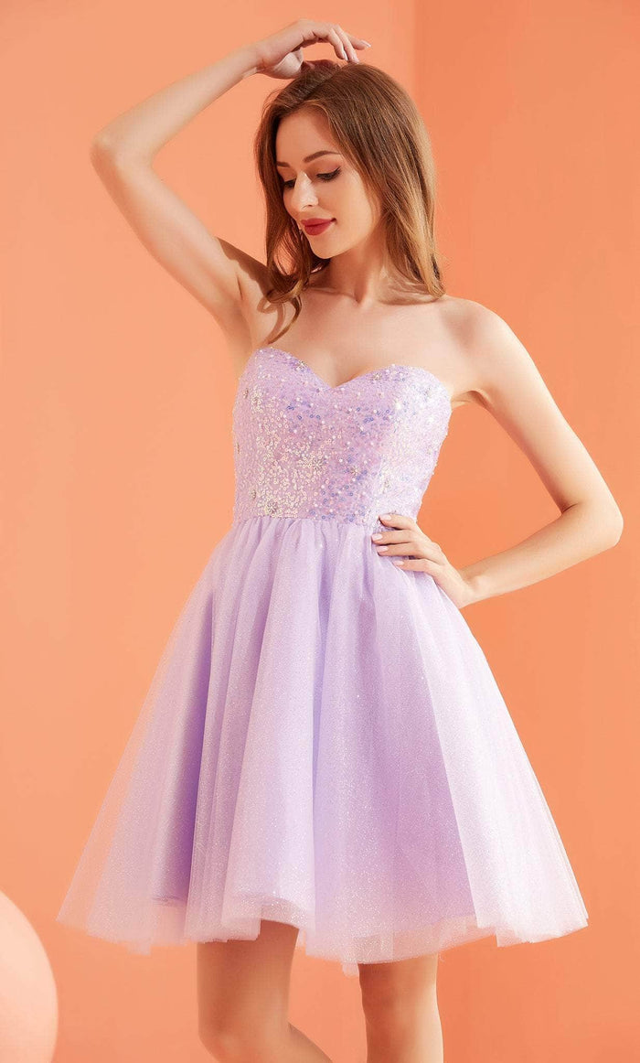 J'Adore Dresses J22089 - Sweetheart Tulle Fit and Flare Dress Prom Dresses 2 / Violet