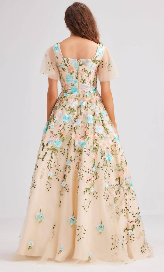 J'Adore Dresses J23016 - Floral Embroidered Evening Dress