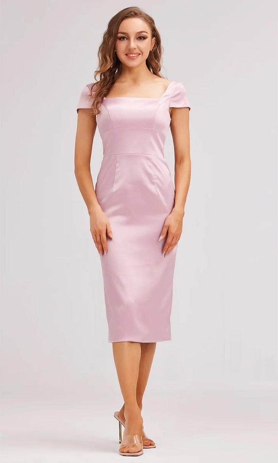 J'Adore Dresses J23063 - Cap Sleeve Straight-Across Neck Formal Dress