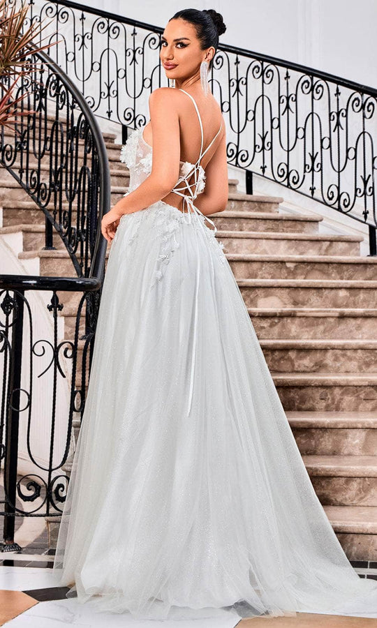 J'Adore Dresses J24001 - Floral Applique Prom Dress