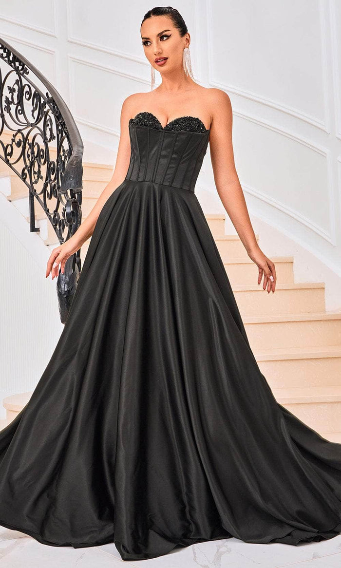 J'Adore Dresses J24006 - Bejeweled Peekaboo Prom Dress Prom Dresses 2 / Black