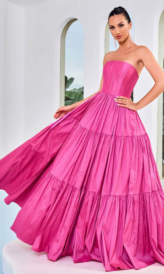 J'Adore Dresses J24011 - Strapless Taffeta Prom Dress