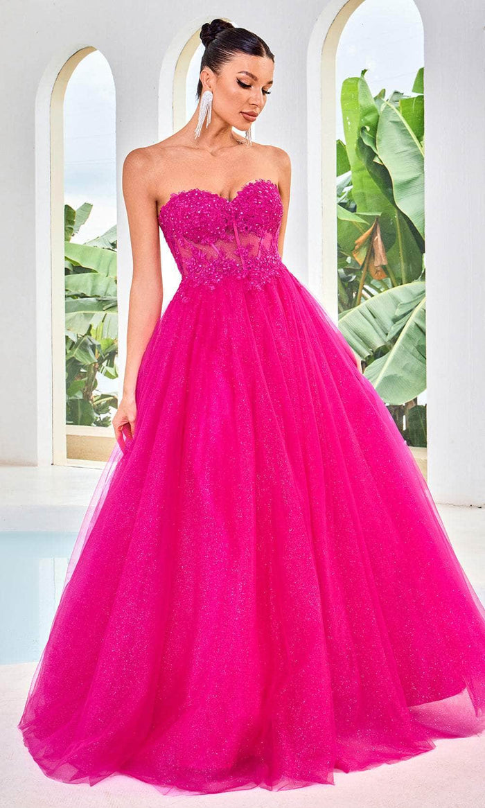 J'Adore Dresses J24016 - Sweetheart Corset Prom Dress Prom Dresses 2 / Hot Pink