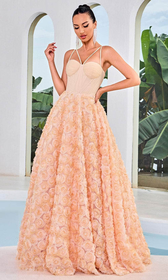 J'Adore Dresses J24027 - Bustier Floral Prom Dress