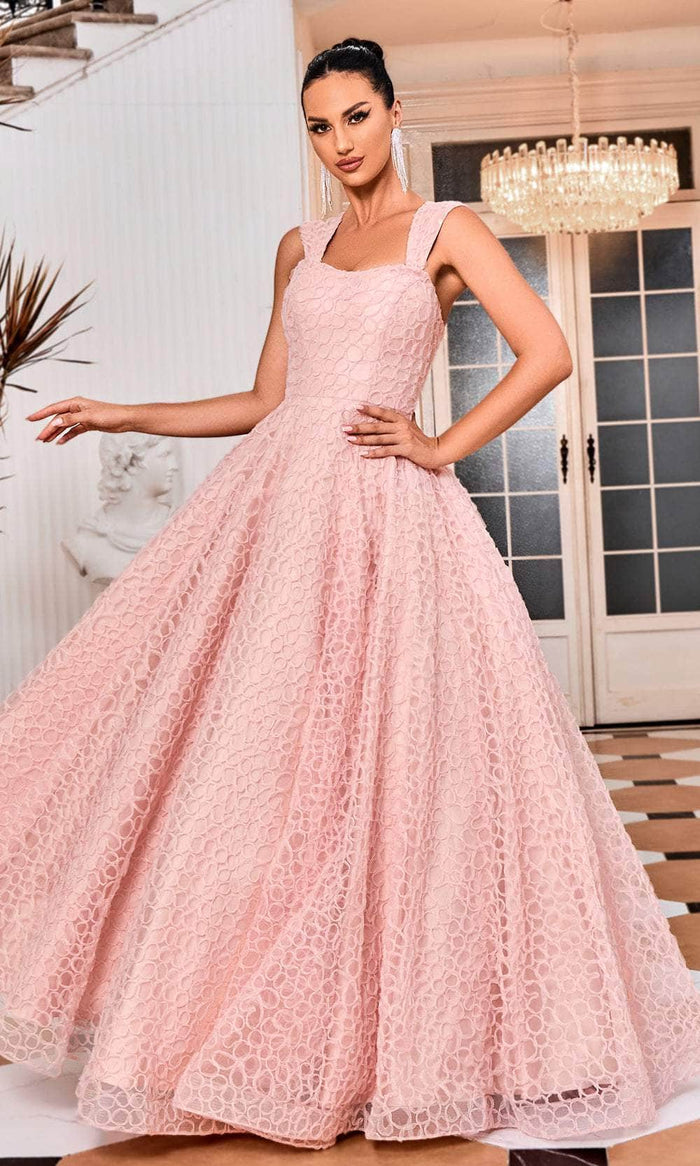 J'Adore Dresses J24037 - Cap Sleeve Embroidered Evening Gown Evening Dresses 2 / Pink