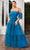 J'Adore Dresses J24043 - Straight Across Tiered Tulle Evening Gown Evening Dresses 2 / Peacock