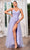 J'Adore Dresses J24049 - Floral Appliqued V-Neck Evening Gown Evening Dresses 2 / Light Purple