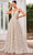 J'Adore Dresses J24051 - Floral Ruffled V-Neck Evening Gown Evening Dresses 2 / Blush
