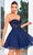 J'Adore Dresses J24080 - Lace Appliqued Sweetheart Cocktail Dress Cocktail Dresses 2 / Navy