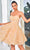 J'Adore Dresses J24083 - 3D Floral Appliqued Cocktail Dress Cocktail Dresses 2 / Orange Peach