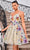 J'Adore Dresses J24089 - Sleeveless Floral Printed Cocktail Dress Cocktail Dresses 2 / Nude/Multi