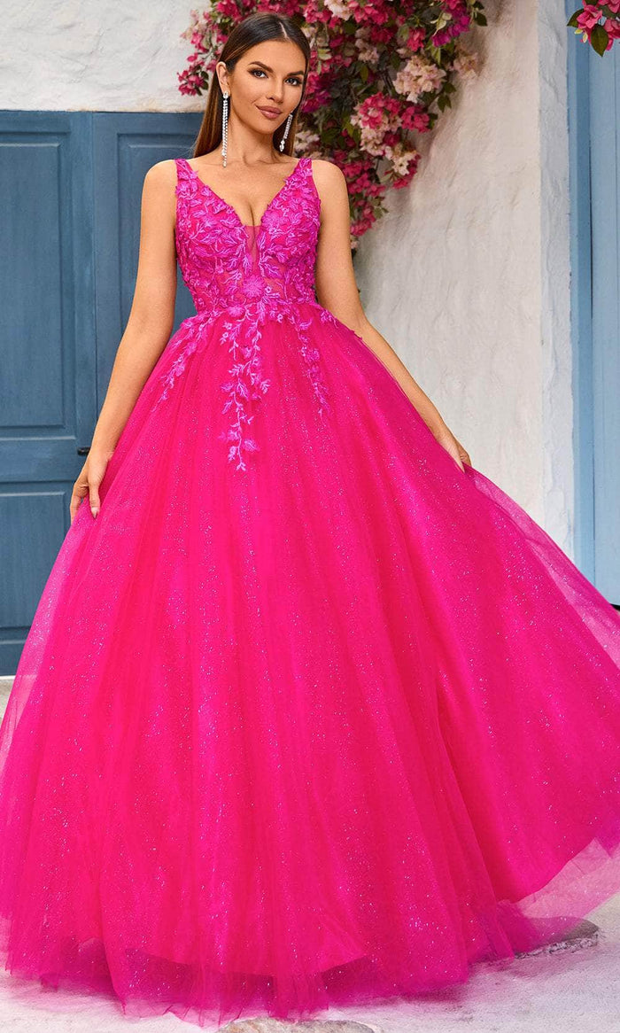 prom dresses hot pink Sequin Mermaid Long Prom Dress main image 0