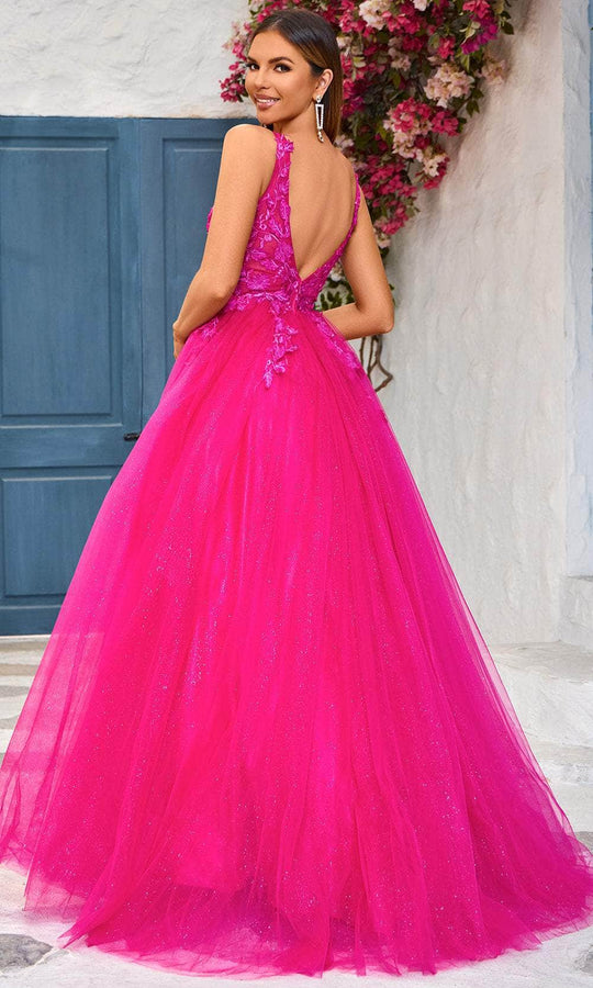 J'Adore Dresses J25028 - Embroidered Sheer Sleeveless Ballgown