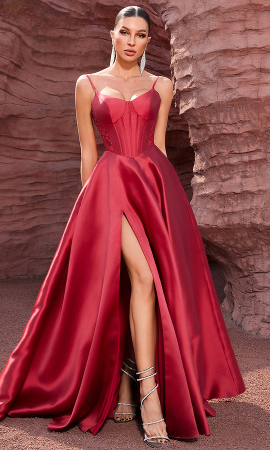 J'Adore Dresses J27038 - Embellished Side A-Line Mikado Evening Gown