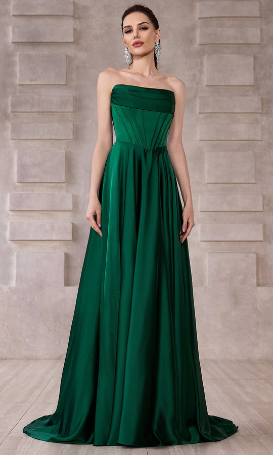 J'Adore Dresses J28010 - Draped Neckline Silk Satin Evening Gown