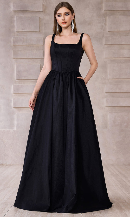 J'Adore Dresses J28012 - Square Neck Taffeta Minimalist Ballgown