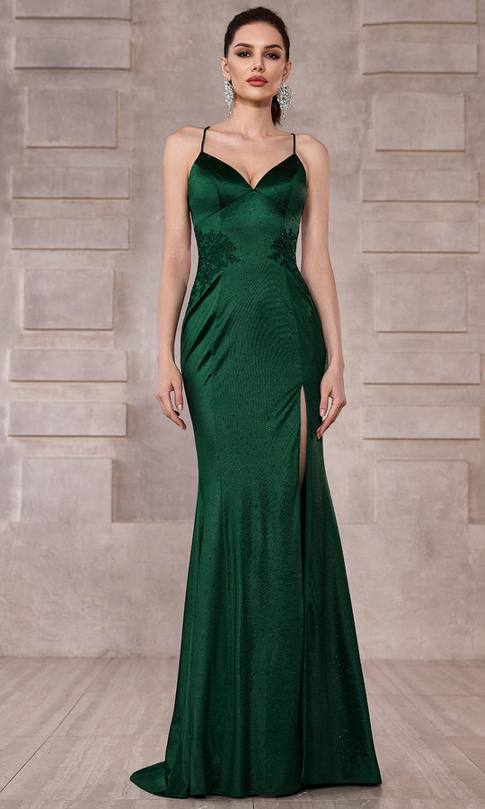 J'Adore Dresses J28019 - Embroidered Sleeveless High Slit Gown