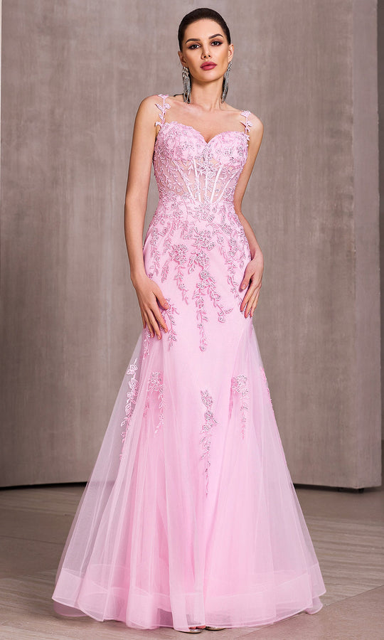 J'Adore Dresses J28021 - Lace Applique Mermaid Evening Gown