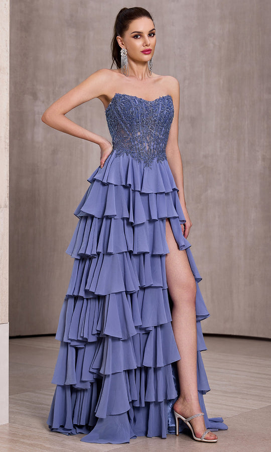 J'Adore Dresses J28030 - Tiered Strapless Chiffon Evening Gown