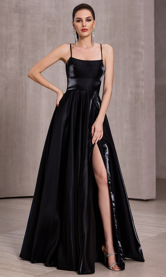 J'Adore Dresses J28031 - Scoop Neck Water Satin A-Line Gown