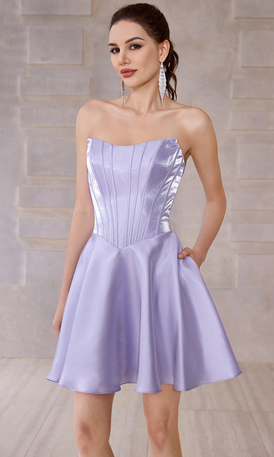 J'Adore Dresses J28071 - Scoop Neckline Corset A-Line Cocktail Dress