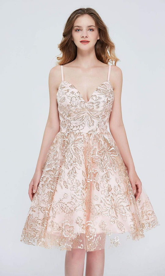 J'Adore Dresses - J20075 Floral Glittery A-line Dress
