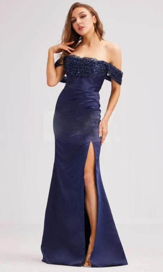 J'Adore Dresses J23019 - Beaded Off-Shoulder Prom Dress
