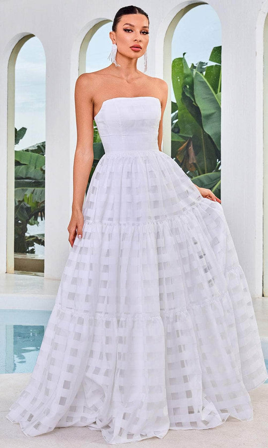 J'Adore Dresses J24048 - Weaved Illusion Panel Evening Gown