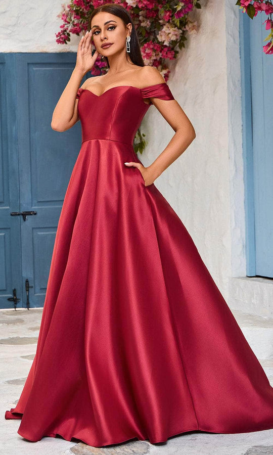 J'Adore Dresses J25039 - Off-Shoulder A-Line Prom Gown
