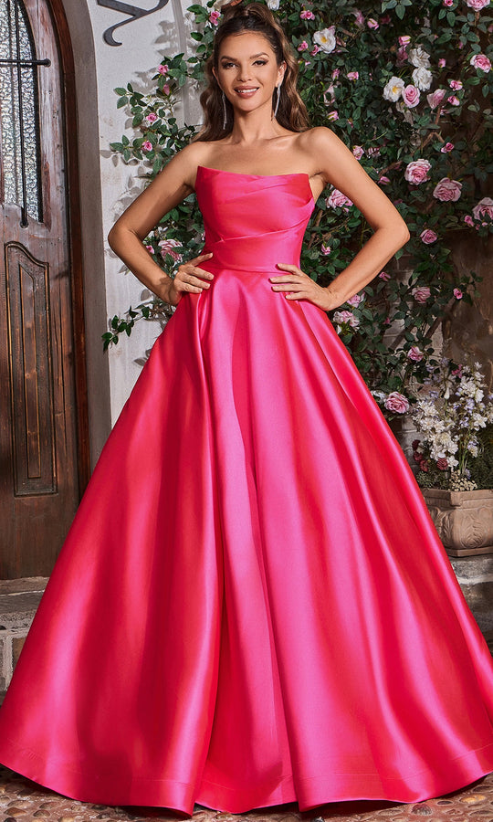 J'Adore Dresses J26022 - Mikado Pleated Bodice Strapless Ballgown